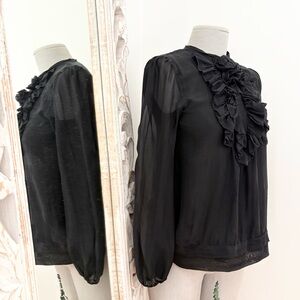 Elegant Black Ruffle Blouse